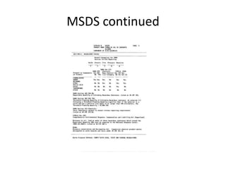 MSDS continued
 