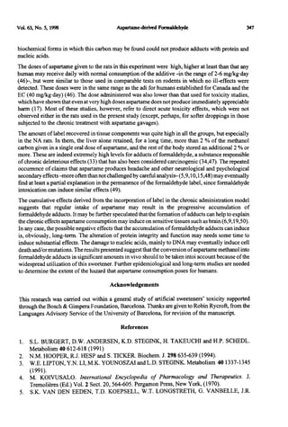 Formaldehyde from aspartame