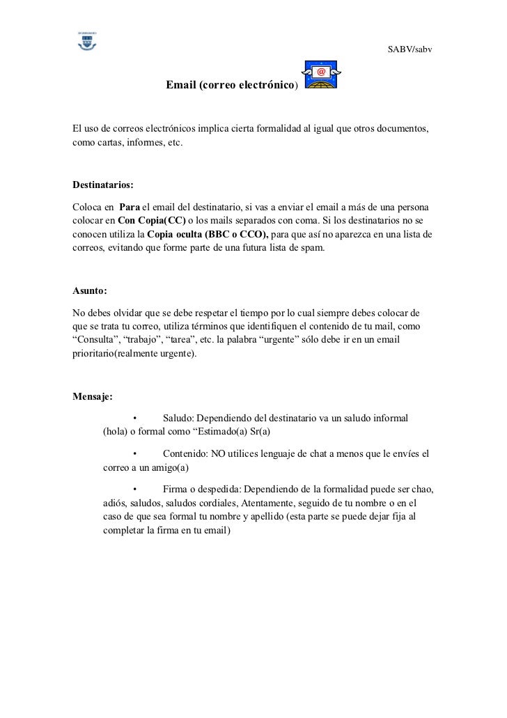 Formalidades de los email