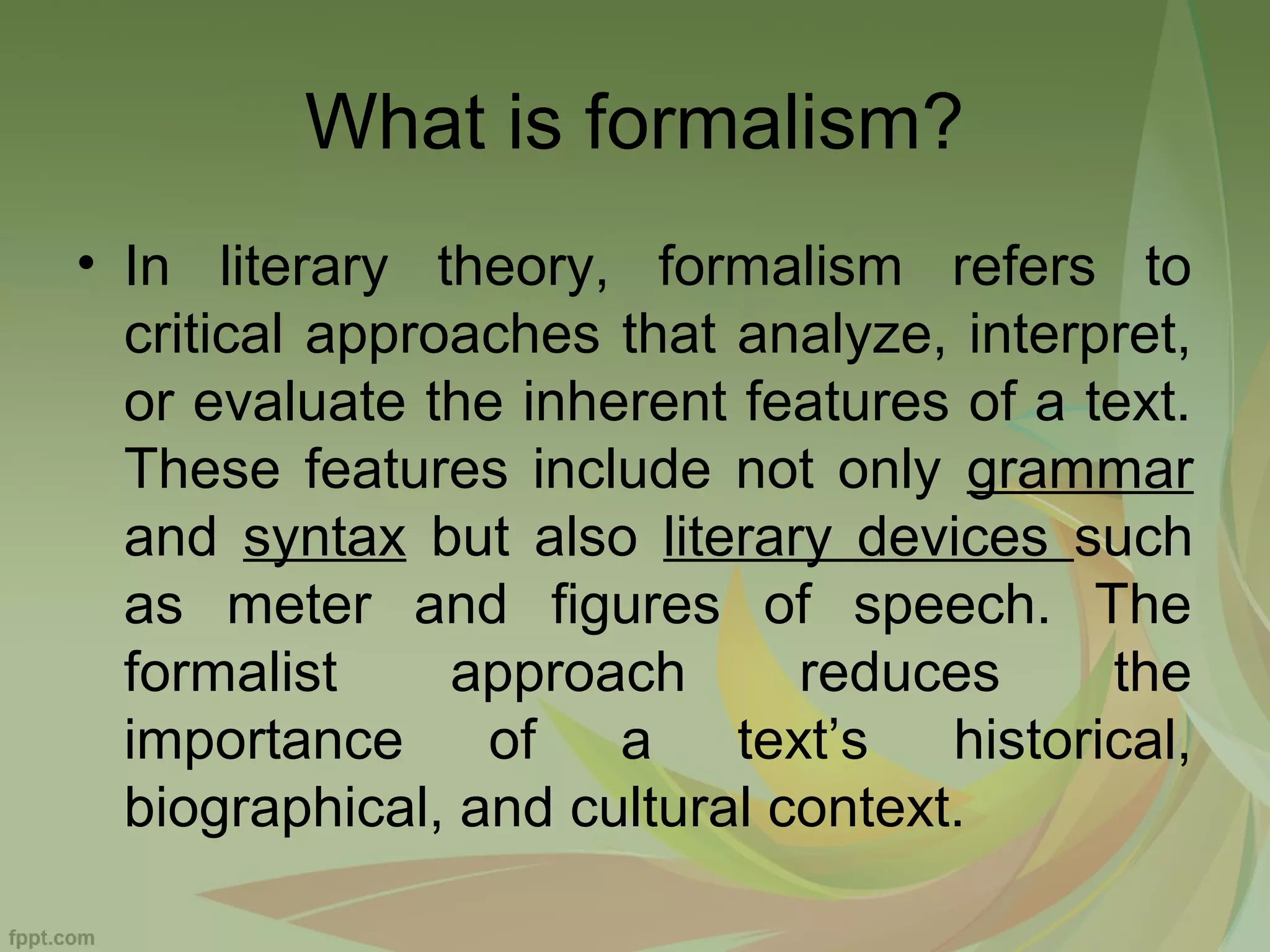 Formalism presentation | PPT
