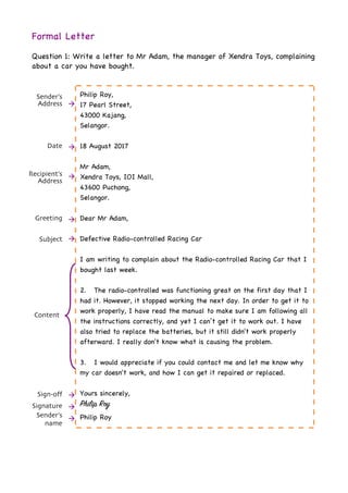 Formal Letter (Format, Examples, Exercises) | Pdf