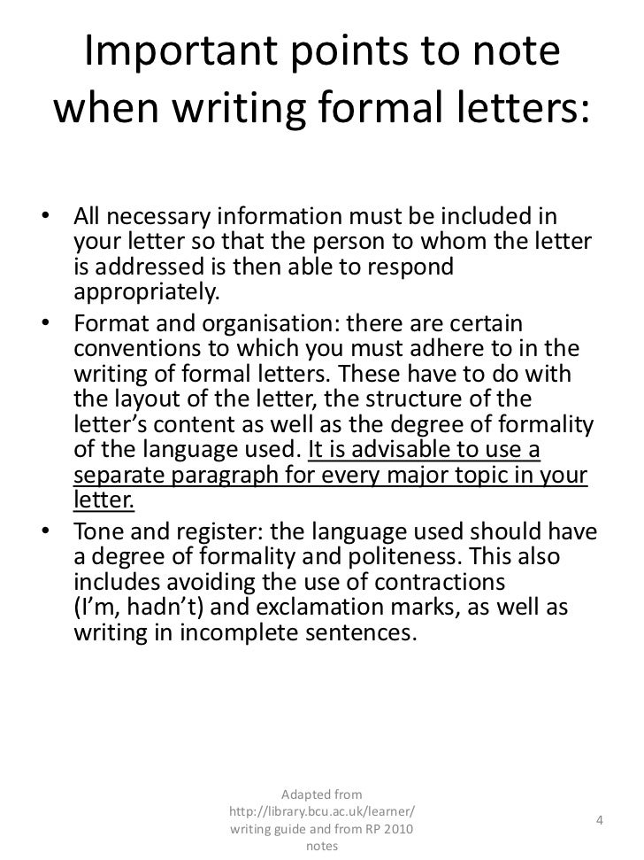 formal letters layout of formal letter