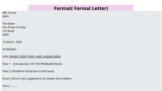 Comprehensive Guide to Writing Formal Letters with Examples and Tasks ...