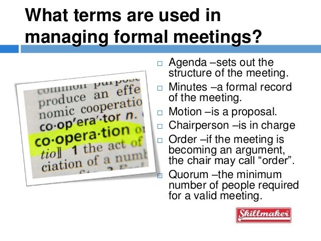 formal meetings