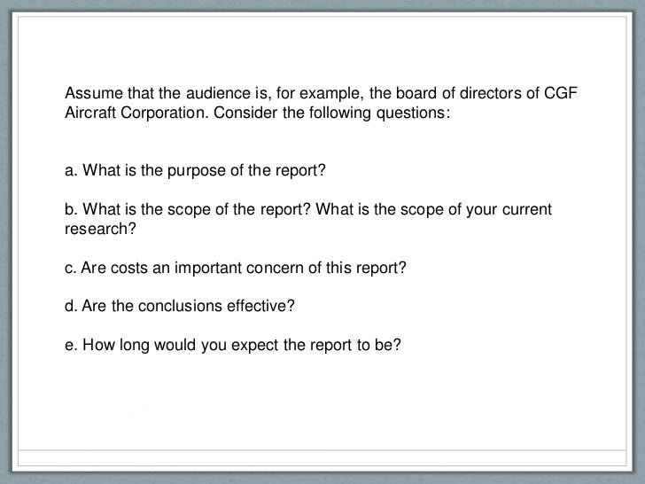 formal reports