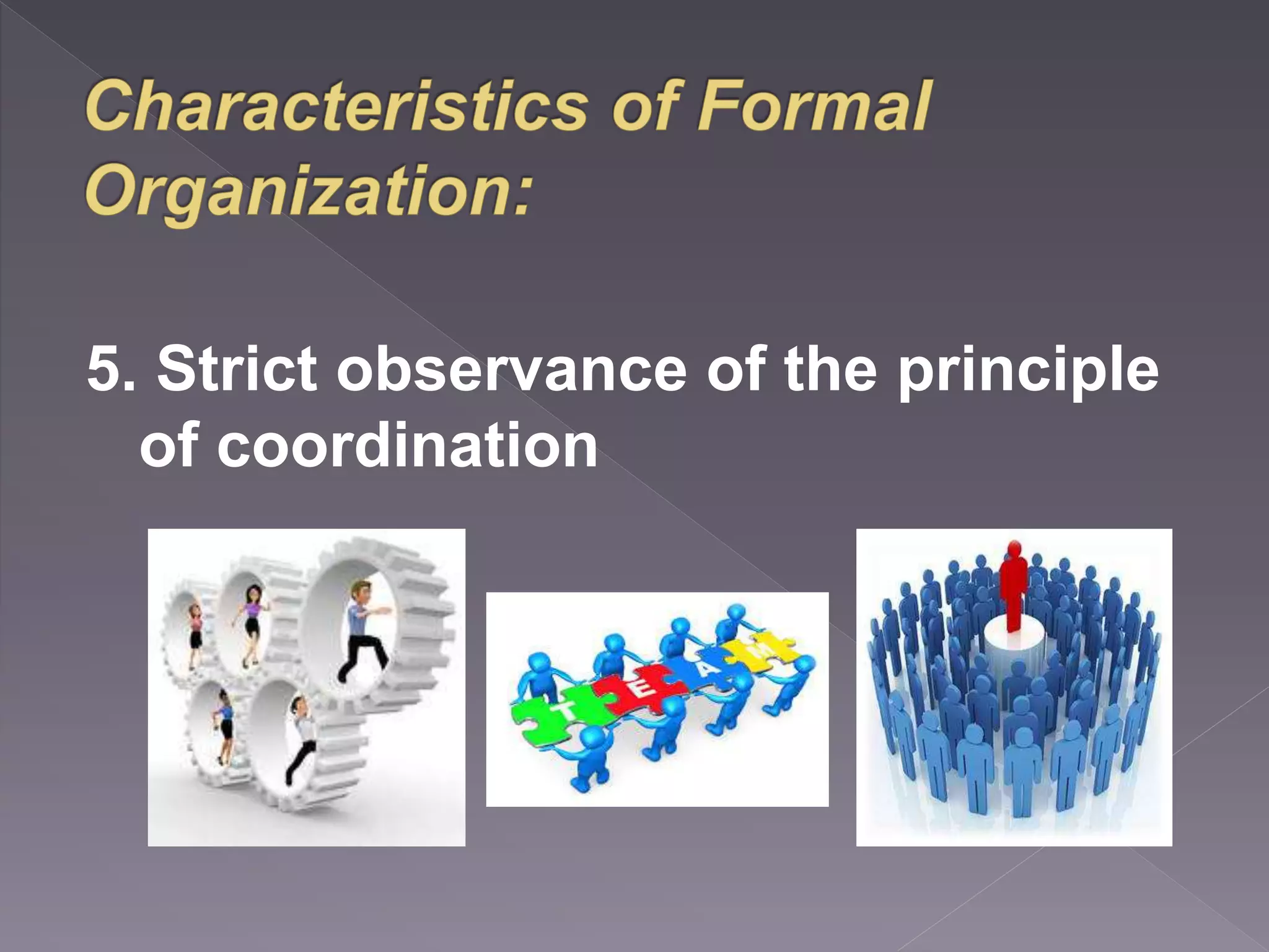 5. Strict observance of the principle 
of coordination 
 