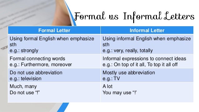 Formal vs informal letter