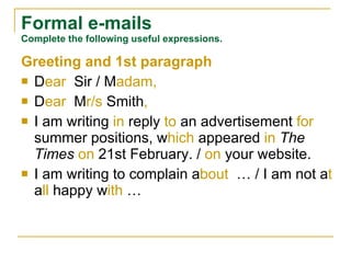 Am Writing Formal Writing 1 | PPT