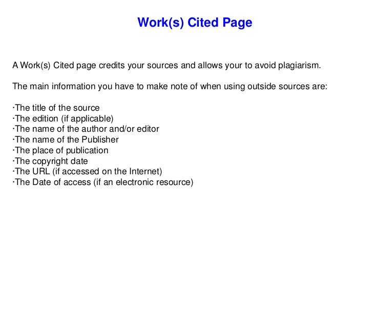 how to make work cited page
