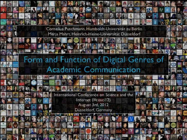 Form and Function of Digital Genres of Scholarly Communication Resul…