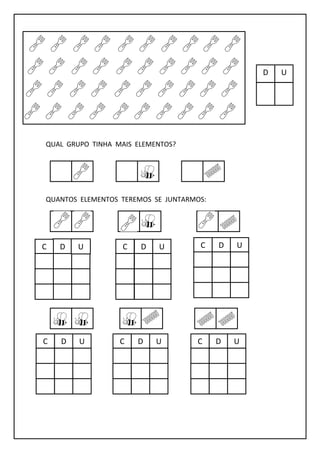 QUAL GRUPO TINHA MAIS ELEMENTOS?
QUANTOS ELEMENTOS TEREMOS SE JUNTARMOS:
D U
D UD U
D UD UD U
D UC CC
C CC
 