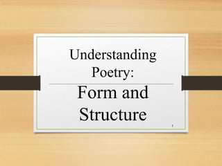 Understanding
Poetry:
Form and
Structure 1
 