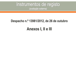 Despacho n.º 13981/2012, de 26 de outubro
Anexos I, II e III
 