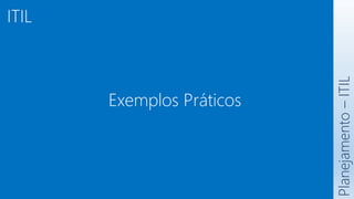 ITIL
Planejamento
–
ITIL
Exemplos Práticos
 