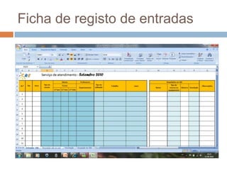 Ficha de registo de entradas