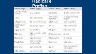 Radical e
Prefixo
 