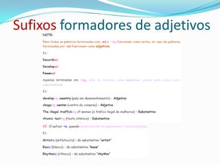 Sufixos formadores de adjetivos
 