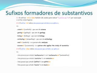 Sufixos formadores de substantivos
 
