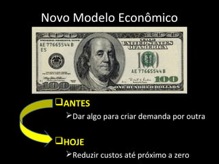 Novo Modelo Econômico
ANTESANTES
Dar algo para criar demanda por outra
HOJEHOJE
Reduzir custos até próximo a zero
 
