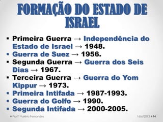 • Judeus contra o Estado de Israel. Protesto em
Londres, 2011. 1421/09/2017Prof.ª Valéria Fernandes
FORMAÇÃO DO
ESTADO DE ISRAEL
 
