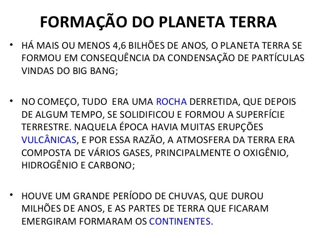 Formação do planeta terra e a origem da