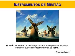 Quando os ventos de mudança sopram, umas pessoas levantam
barreiras, outras constroem moinhos de vento.
Érico Veríssimo
INSTRUMENTOS DE GESTÃO
 