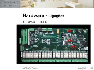 Maio 2009 |MICROS+ Training46Hardware -Ligações1 Buzzer + 3 LED
