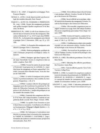 Formar professores em contextos sociais em mudança



MILLS, C. W., (1967). L’imagination sociologique. Paris:          __________, (1998d). De la réflexion dans le feu de l’action
  François Maspéro.                                                  à une pratique réflexive. Genebra: Faculté de Psycholo-
                                                                     gie et des Sciences de l’Éducation.
MOLLO, S., (1970). L’école dans la société: psychosocio-
 logie des modèles éducatifs. Paris: Dunod.                       __________, (1998e). Savoir réfléchir sur sa pratique, objec-
PAQUAY, L.; ALTET, M.; CHARLIER, E.; PERRENOUD,                      tif central de la formation des enseignants? Genebra: Fa-
  Ph., (org.), (1998). Former des enseignants profession-            culté de Psychologie et des Sciences de l’Éducation.
  nels: quelles stratégies? Quelles compétences? 2ª ed. Bru-      __________, (1999a). Dix nouvelles compétences pour en-
  xelas: De Boeck.                                                   seigner: invitation au voyage. Paris: ESF (edição brasileira:
PERRENOUD, Ph., (1992). Le rôle d’une initiation à la re-            Dez novas competências para ensinar. Porto Alegre: Art-
                                                                     med, 1999).
  cherche dans la formation de base des enseignants. Édu-
  cation et Recherche, nº 1, p. 10-27 (repris dans PERRE-         __________, (1999b). Gestion de l’imprévu, analyse de l’ac-
  NOUD, Ph., La formation des enseignants entre théorie              tion et construction de compétences. Education Perma-
  et pratique. Paris: L’Harmattan, 1994, cap. VI, p. 123-            nente, nº 140, 3, p. 123-144.
  146).                                                           __________, (1999c). L’établissement scolaire entre mandat
___________, (1994a). La formation des enseignants entre             et projet: vers une autonomie relative. Genebra: Faculté
   théorie et pratique. Paris: L’Harmattan.                          de Psychologie et des Sciences de l’Éducation.
___________, (1994b). Práticas pedagógicas, profissão do-         __________, (1999d). Du travail sur les pratiques au tra-
   cente e formação: perspectivas sociológicas. Lisboa: D.           vail sur l’habitus. Genebra: Faculté de Psychologie et des
   Quixote.                                                          Sciences de l’Éducation.
___________, (1996a). Enseigner: agir dans l’urgence, déci-       SCHÖN, D., (1983). The reflective practitioner. Nova York:
   der dans l’incertitude. Savoirs et compétences dans un           Basic Books.
   métier complexe. Paris: ESF.                                   __________, (1987). Educating the reflective practitioner.
___________, (1996b). Former les maîtres du premier degré            São Francisco: Jossey-Bass.
   à l’Université: le pari genevois. In: LAPIERRE, G., (org.).    __________, (1991). Cases in reflective practice. Nova York:
   Qui forme les enseignants en France aujourd’hui?. Gre-            Teachers College Press.
   noble: Université Pierre Mendès France, Actes des Assi-
   ses de l’ARCUFEF.                                              TARDIF, J., (1996). Le transfert de compétences analysé à
                                                                    travers la formation de professionnels. In: MEIRIEU, Ph.;
__________, (1996c). Le métier d’enseignant entre proléta-          DEVELAY, M.; DURAND, C.; MARIANI, Y., (orgs.).
   risation et professionnalisation: deux modèles du chan-          Le concept de transfert de connaissances en formation
   gement. Perspectives, v. 26, nº 3.                               initiale et en formation continue. Lyon: CRDP.
__________, (1996d). L’analyse collective des pratiques pé-       VINCENT, G., (org.), (1994). L’éducation prisonnière de
   dagogiques peut-elle transformer les praticiens? In: Mi-         la forme scolaire. Lyon: Presses Universitaires de Lyon.
   nistère de l’Education Nationale, de l’Enseignement Su-
   périeur et de la Recherche, L’analyse des pratiques en vue
   du transfert des réussites. Paris.
__________, (1998a). Construire des compétences dès l’éco-
   le. 2ª ed. Paris: ESF. (edição brasileira: Construir as com-
   petências desde a escola. Porto Alegre: Artmed, 1999).
__________, (1998b). La qualité d’une formation se joue
   d’abord dans sa conception. Contribution à la réflexion
   sur les programmes. Pédagogie Collégiale (Québec), v. 11,
   nº 3, v. 11, nº 4, p. 16-22.
__________, (1998c). De l’alternance à l’articulation entre
   théories et pratiques dans la formation des enseignants.
   In: TARDIF, M.; LESSARD, C.; GAUTHIER, C., (orgs.).
   Formation des maîtres et contextes sociaux: perspectives
   internationales. Paris: PUF.



Revista Brasileira de Educação                                                                                                 19
 