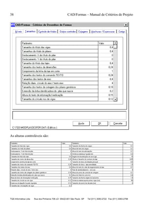 38 CAD/Formas – Manual de Critérios de Projeto
TQS Informática Ltda Rua dos Pinheiros 706 c/2 05422-001 São Paulo SP Tel (011) 3083-2722 Fax (011) 3083-2798
As alturas controláveis são:
 