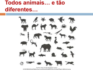 Todos animais… e tão
diferentes…
Fonte: http://4.bp.blogspot.com/-
GY0CREKWZM4/T8X5kY6oz1I/AAAAAAAABOs/WuVd74qV99g/s1600/ami.png
 