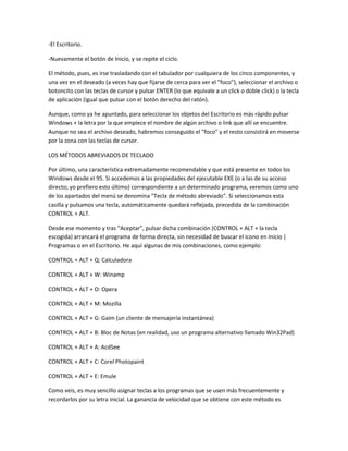 Formas de acceso directas para ejecutar tareas en windows