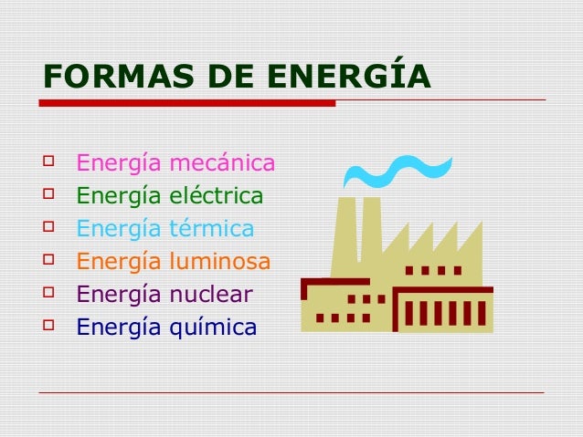 Resultado de imagen de LAS FORMAS DE ENERGIA