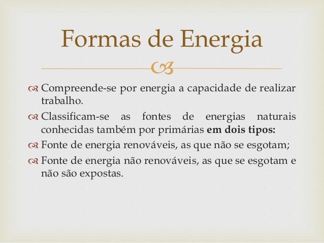 Formas De Energia E Transformação De Energia