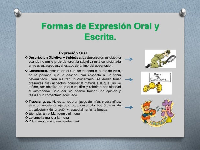 Formas De Expresion Oral Y Escrita