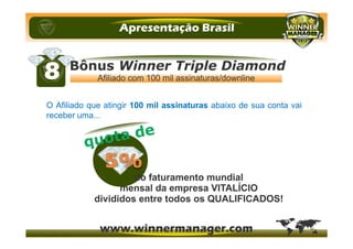 O Afiliado que atingir 100 mil assinaturas abaixo de sua conta vai
receber uma...
 