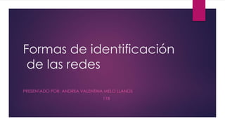 Formas de identificación
de las redes
PRESENTADO POR: ANDREA VALENTINA MELO LLANOS
11B
 