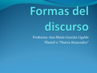 Profesora: Ana María Gracián Ugalde
       Plantel 11 “Nueva Atzacoalco”
 