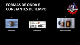 FORMAS DE ONDA E
CONSTANTES DE TEMPO
R
C
L
Resistores Capacitores Bobinas/Indutores
1
 