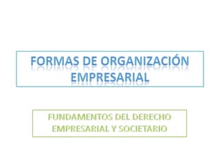 FORMAS DE ORGANIZACIÓN EMPRESARIAL FUNDAMENTOS DEL DERECHO EMPRESARIAL Y SOCIETARIO 