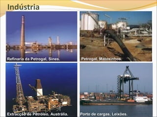 Refinaria da Petrogal, Sines.       Petrogal, Matosinhos.




Extracção de Petróleo, Austrália.   Porto de cargas, Leixões.
 