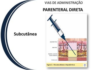 VIAS DE ADMINISTRAÇÃO

             PARENTERAL DIRETA




Subcutânea
 