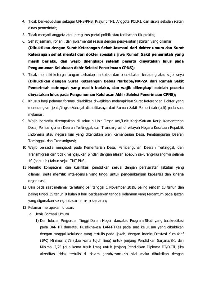 Formasi Cpns Kemendes 2019