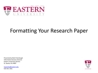 Formatting Your Research Paper
 