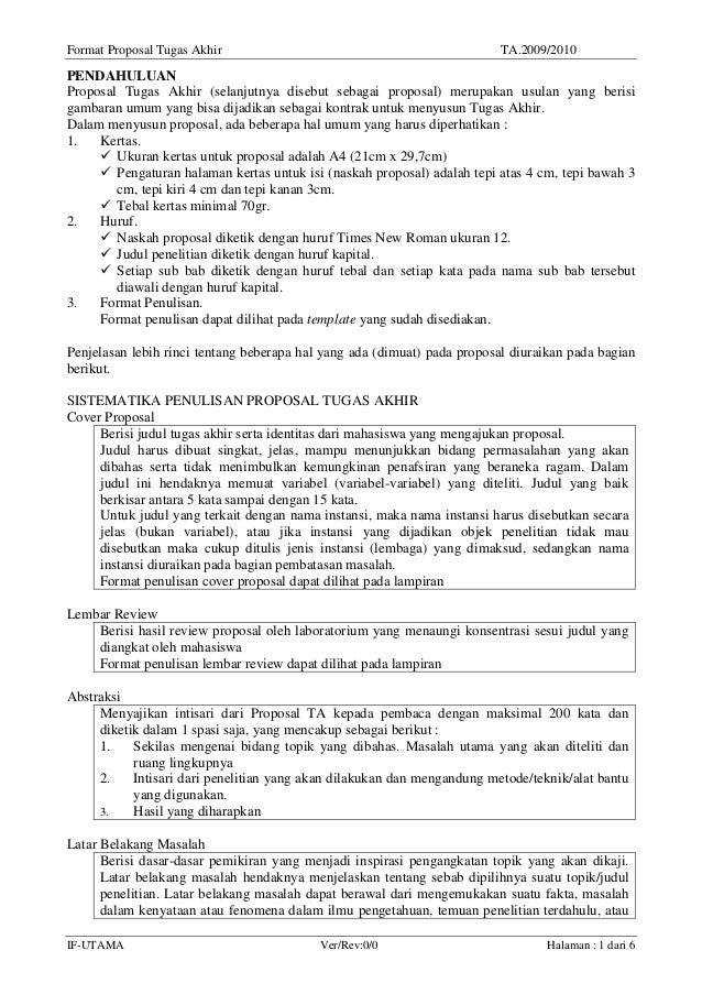 Format Proposal Tugas Akhir
