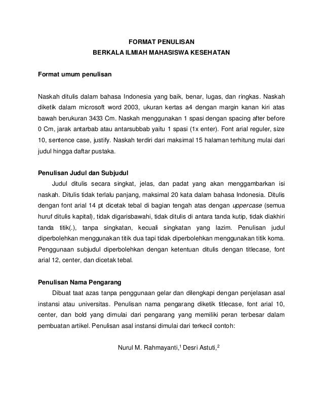 Format Umum Penulisan Bimkes