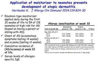 Application of moisturizer to neonates prevents
development of atopic dermatitis
Horimukai K, J Allergy Clin Immunol 2014;...