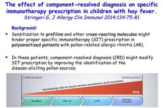 The effect of component-resolved diagnosis on specific
immunotherapy prescription in children with hay fever.
Stringari G,...