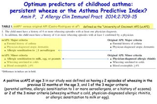 Optimum predictors of childhood asthma:
persistent wheeze or the Asthma Predictive Index?
Amin P, J Allergy Clin Immunol P...
