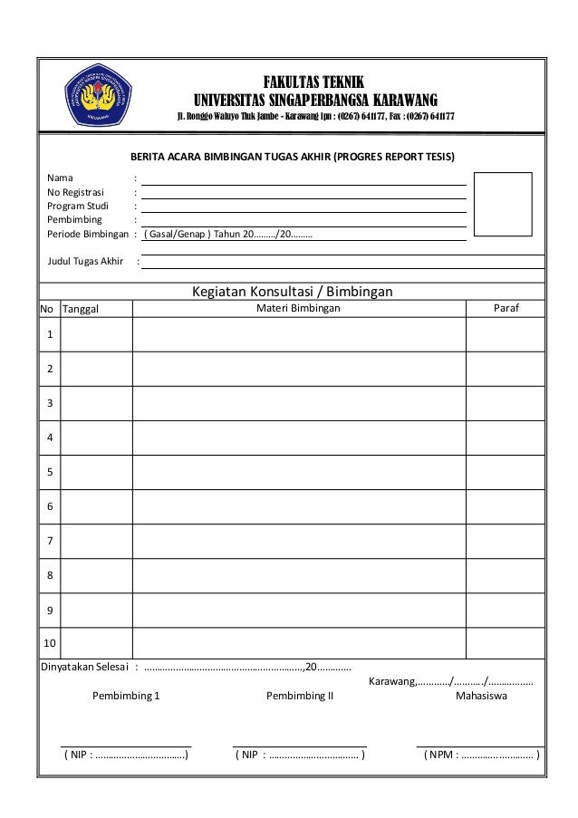 Format absensi bimbingan