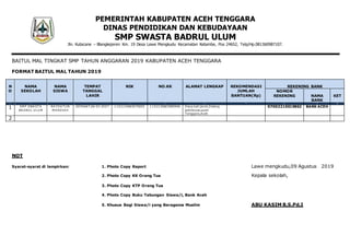 contoh Format baitul mal | DOCX